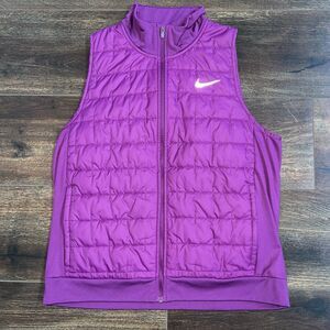 Nike Therma-Fit Running Vest Women's Size Large Violet Silver Full Zip Light
